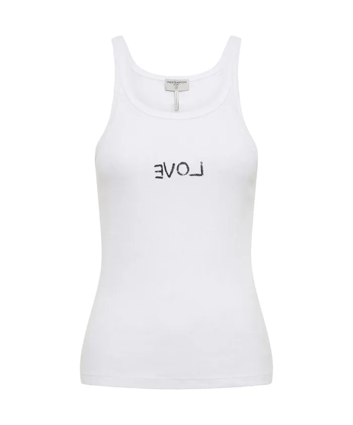 LOVE RIB SINGLET WHITE Women One Teaspoon Tees and Tanks LOVE RIB SINGLET WHITE Women One Teaspoon Tees and Tanks