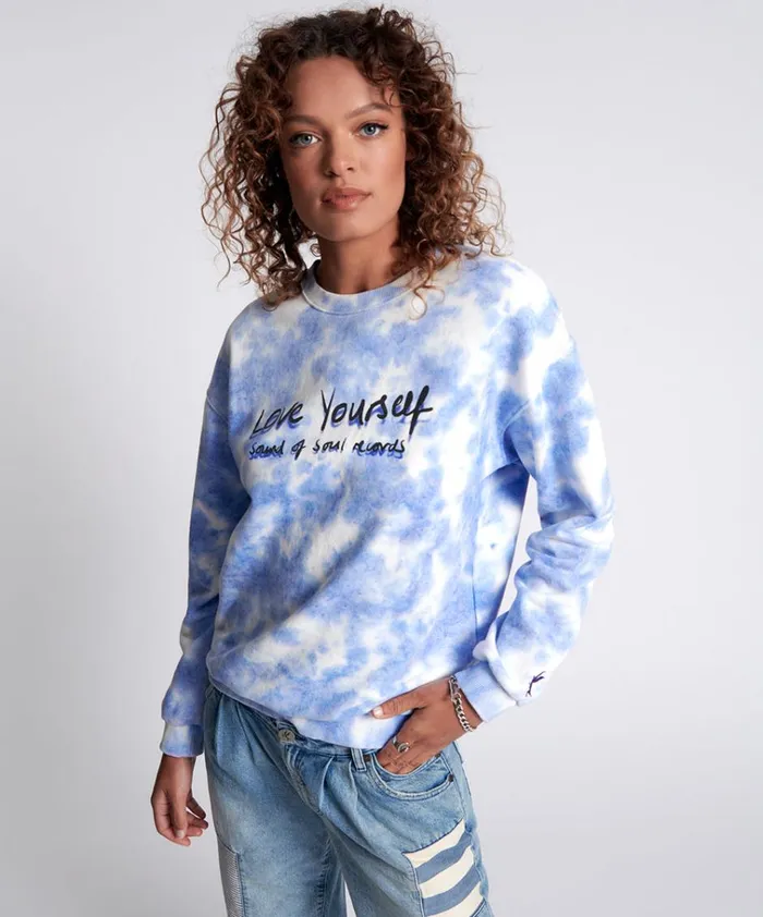 LOVE YOURSELF SOS TIE DYE SWEATER Women One Teaspoon Hoodies And Sweats