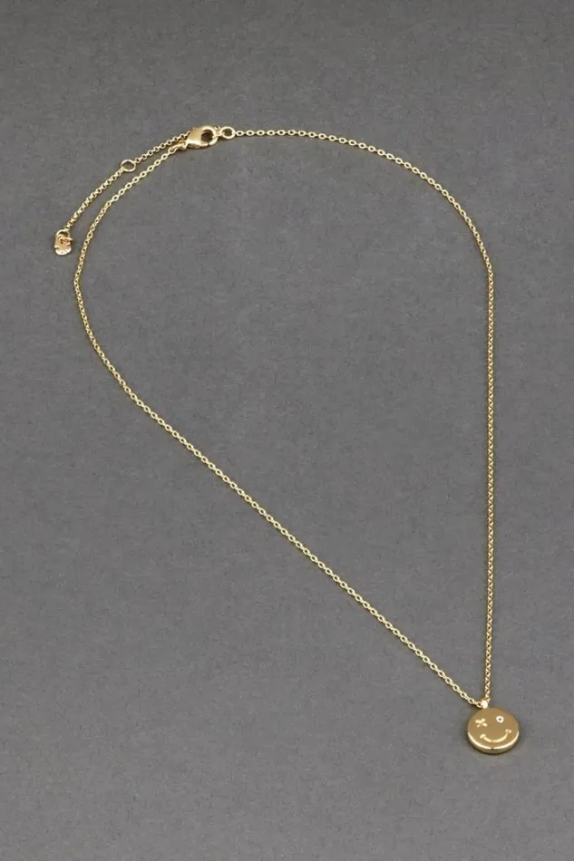 Lucky Brand 14k Gold Plated Smiley Necklace Gold Women Jewelry