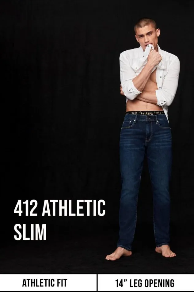 Lucky Brand 412 Athletic Slim Sateen Stretch Jean Ebony Men Pants