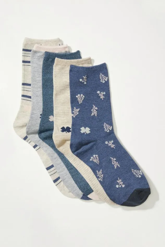 Lucky Brand 5pack Pack Ditsy And Plaid Print Crew Socks Open Blueturquoise Women Socks Lucky Brand 5pack Pack Ditsy And Plaid Print Crew Socks Open Blueturquoise Women Socks