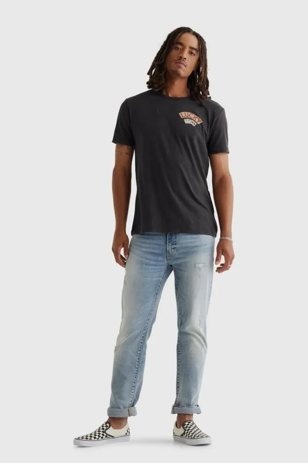 Lucky Brand Aces Over Eights Tee Jet Black Men Graphic Tees