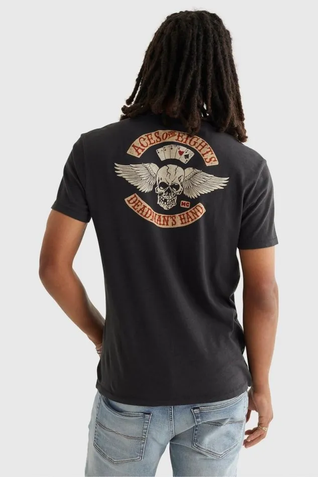 Lucky Brand Aces Over Eights Tee Jet Black Men Graphic Tees