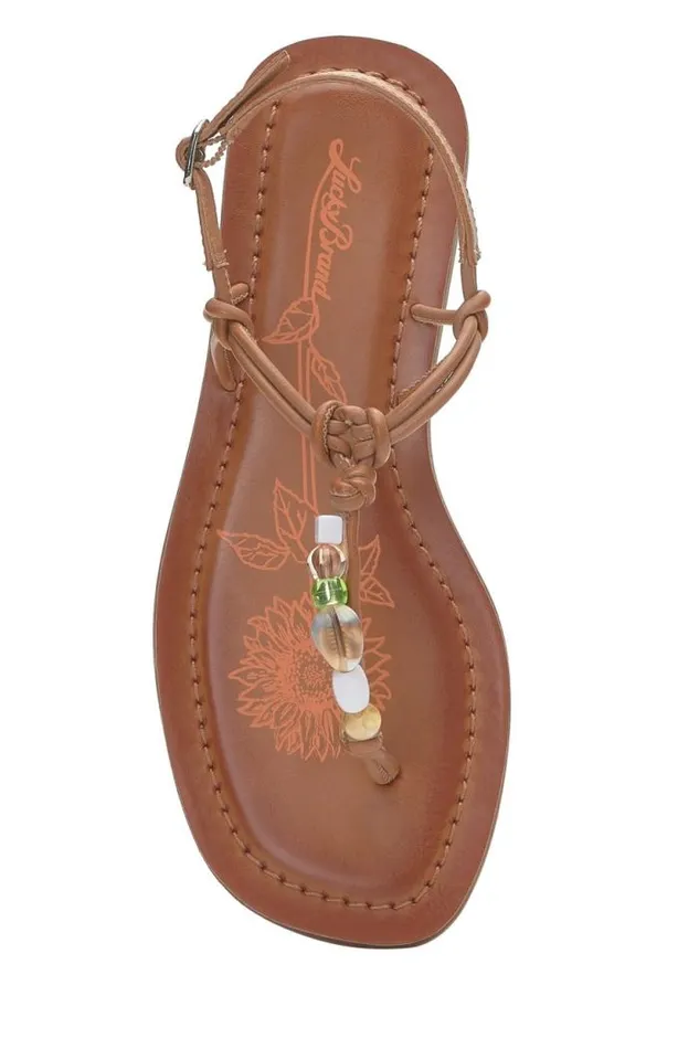 Lucky Brand Beiwen Strappy Shell Sandal Open Brownrust Women Shoes