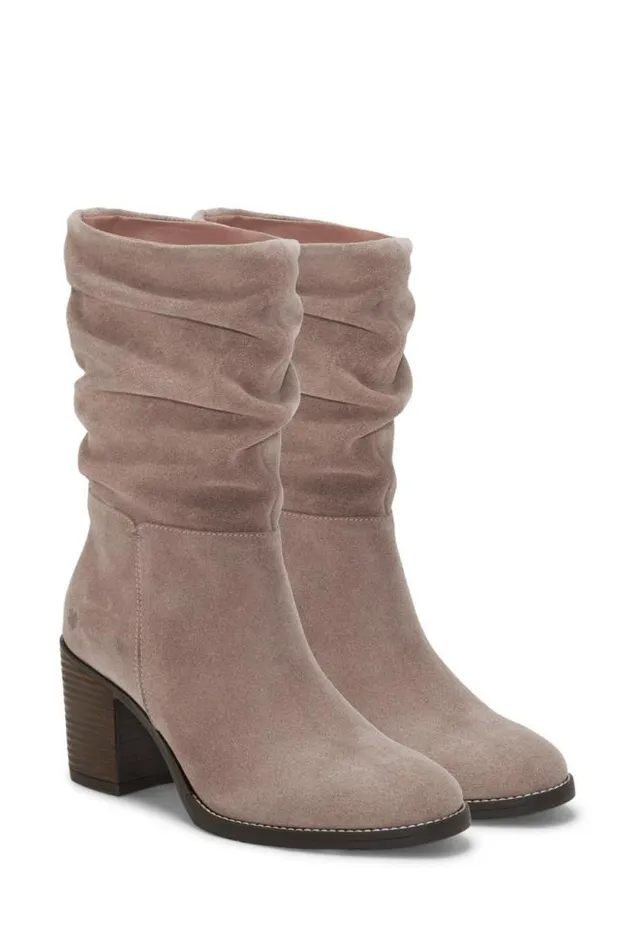 Lucky Brand Bitsie Ruched Boot Camel Women Shoes