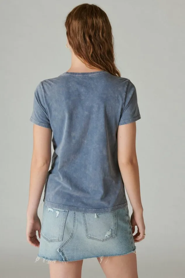 Lucky Brand Blue Moon Classic Crew Dress Blues Women Graphic Tees