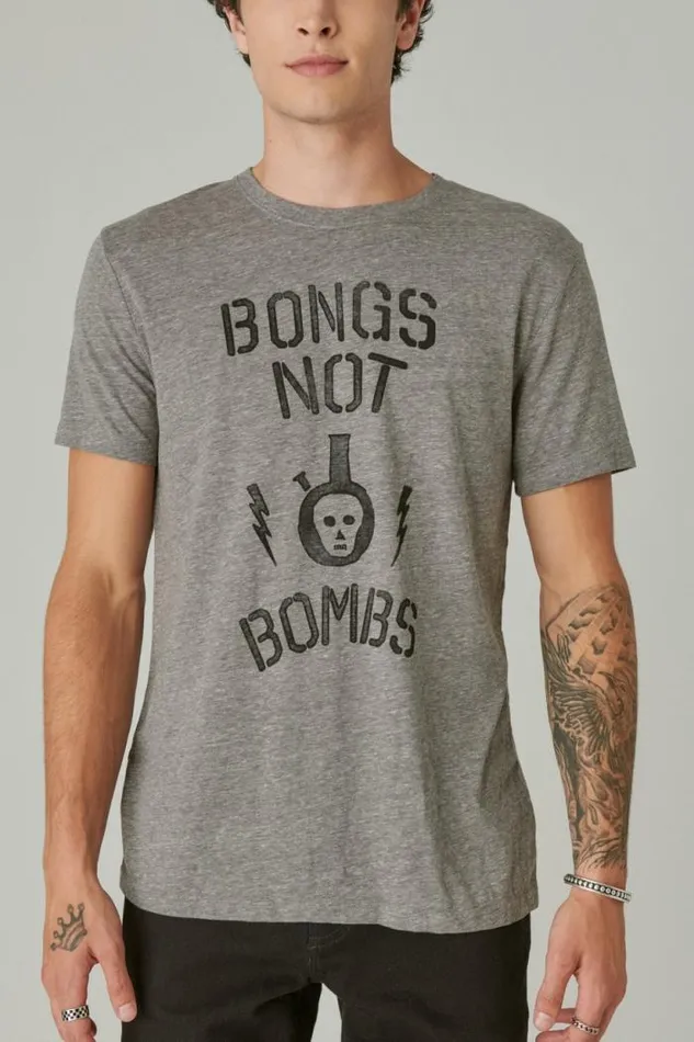 Lucky Brand Bongs Heather Grey Men Graphic Tees