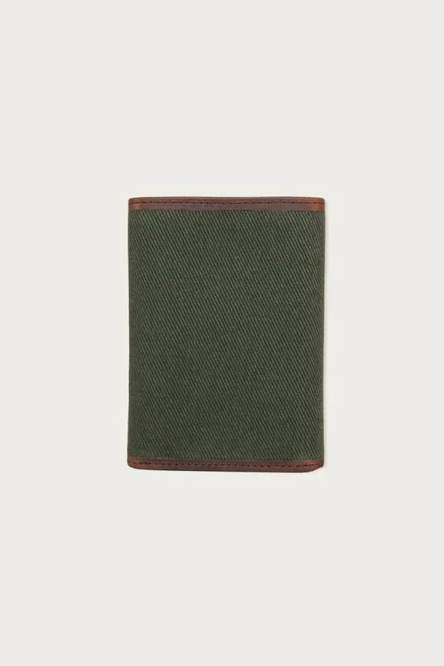 Lucky Brand Canvas With Leather Trim Trifold Wallet Light Green Men Bags and Wallets