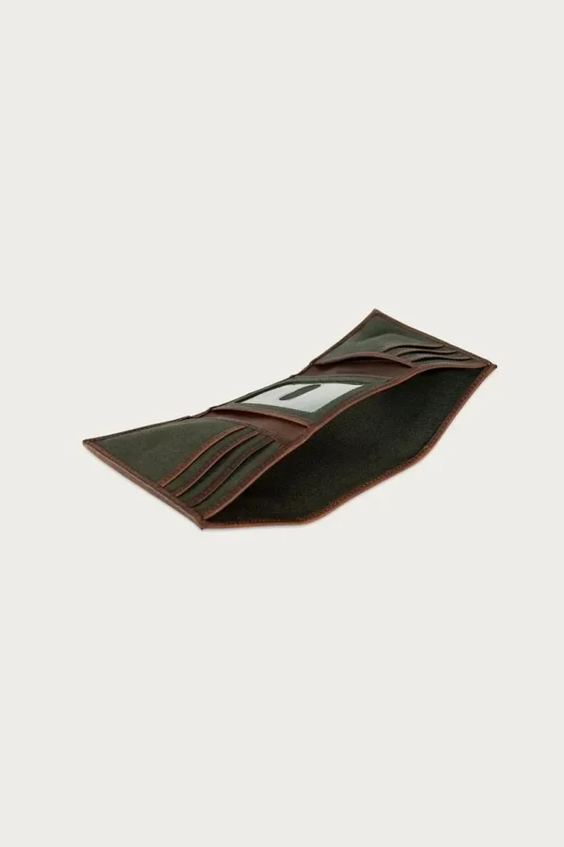 Lucky Brand Canvas With Leather Trim Trifold Wallet Light Green Men Bags and Wallets