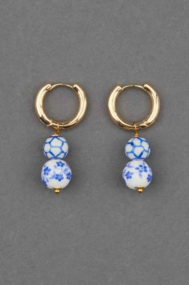 Lucky Brand Ceramic Charm Hoop Gold Women Jewelry