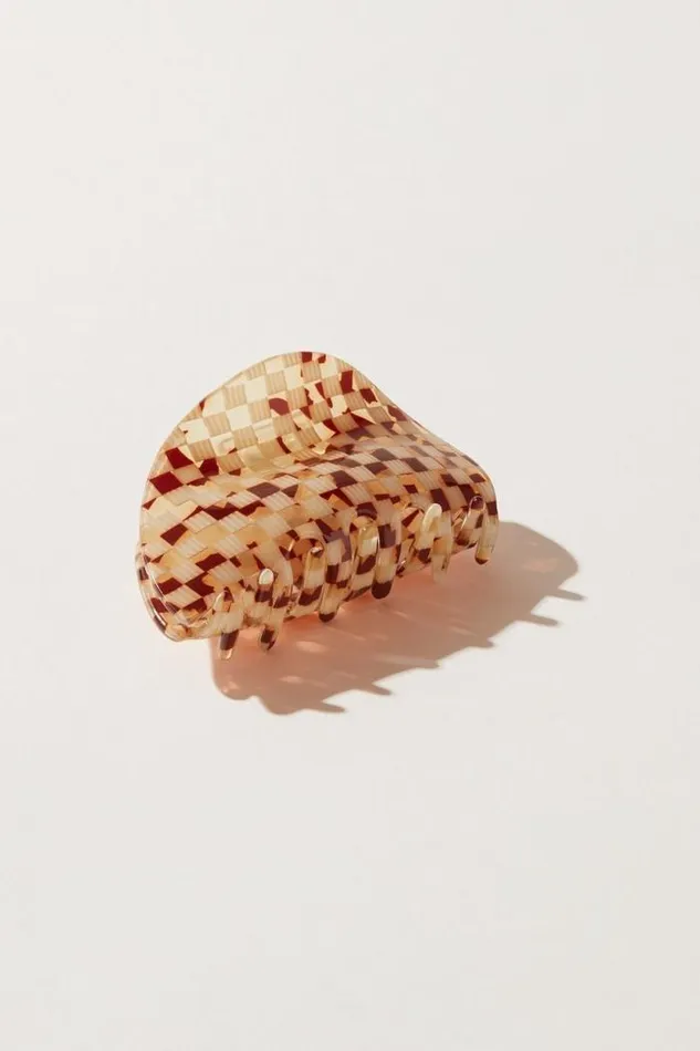 Lucky Brand Checkered Claw Dark Brown Women Hair Accessories