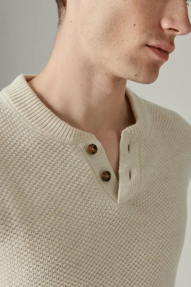 Lucky Brand Cloud Soft Henley Sweater Straw Heather Men Sweaters