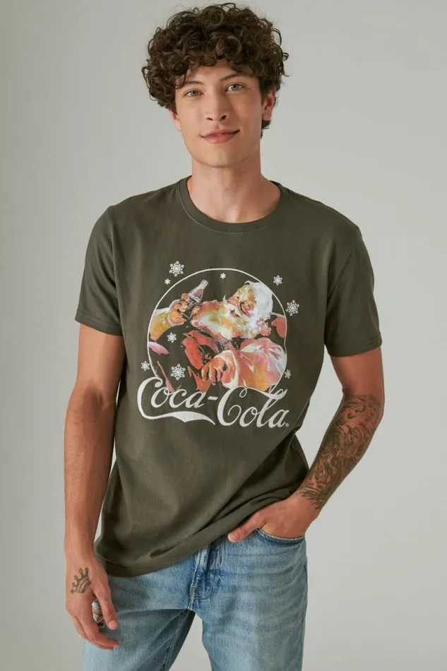 Lucky Brand Coke Santa Tee Raven Men Graphic Tees