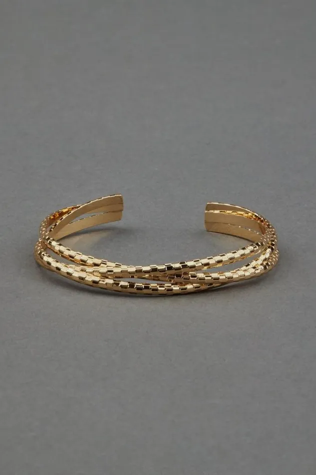 Lucky Brand Criss Cross Cuff Bracelet Gold Women Jewelry