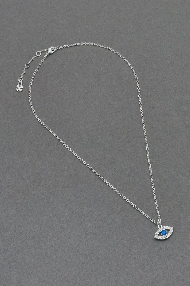 Lucky Brand Delicate Evil Eye Pendant Silver Women Jewelry