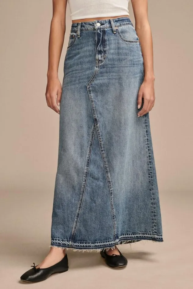 Lucky Brand Denim Maxi Skirt Mackie Wash Women Skirts