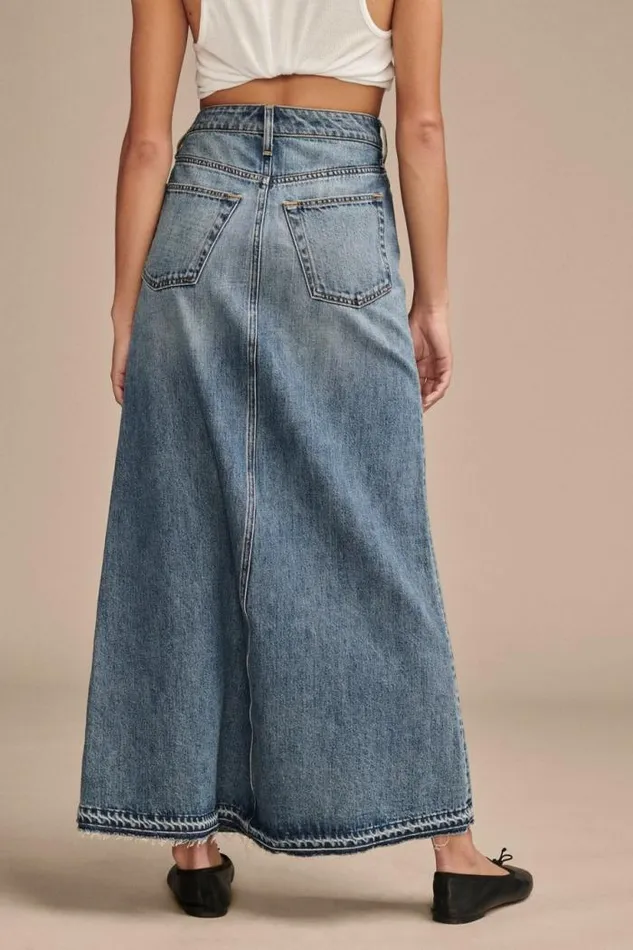 Lucky Brand Denim Maxi Skirt Mackie Wash Women Skirts