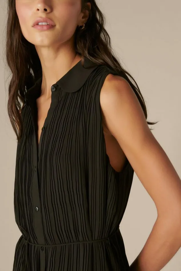 Lucky Brand Easy Pleat Shift Mini Dress True Black Women Dresses