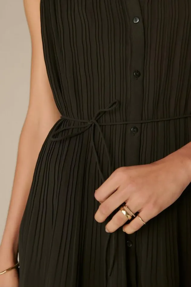 Lucky Brand Easy Pleat Shift Mini Dress True Black Women Dresses