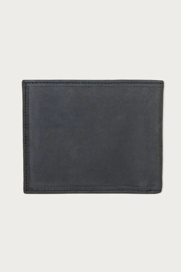 Lucky Brand Flag Embossed Leather Bifold Wallet Black Men Bags and Wallets