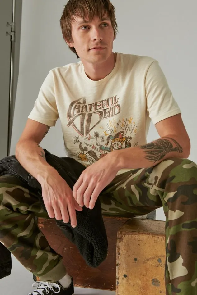 Lucky Brand Grateful Dead Jester Parchment Men Graphic Tees