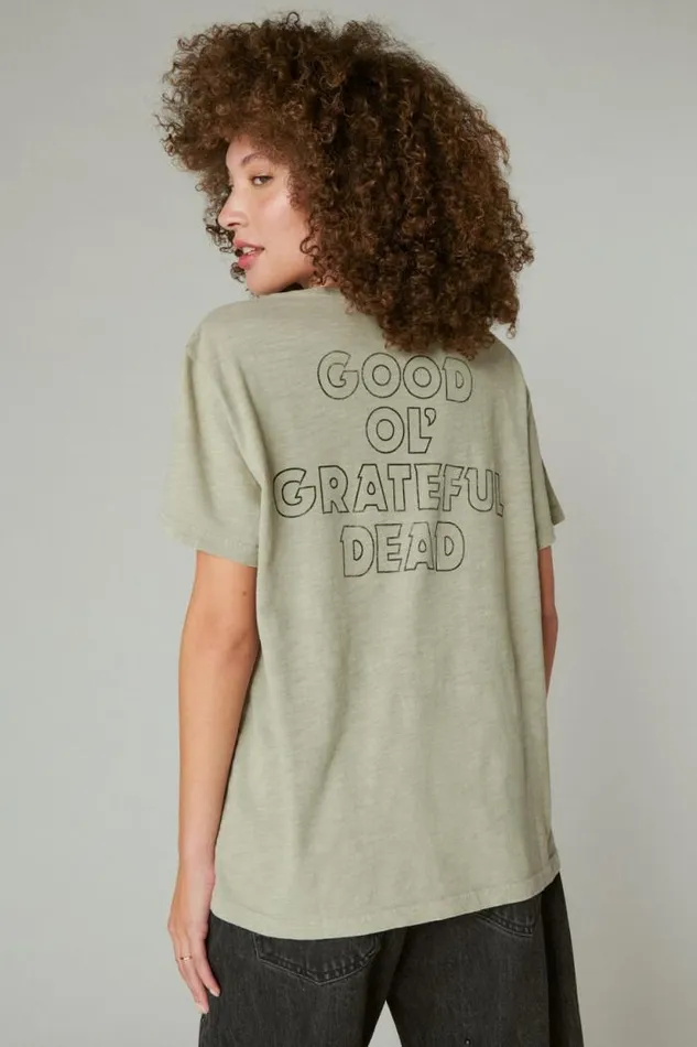 Lucky Brand Grateful Dead Rose Dance Boyfriend Tee London Fog Women Graphic Tees