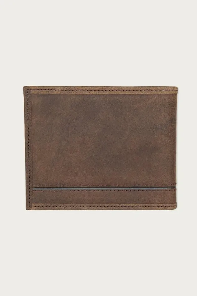 Lucky Brand Grooved Leather Bifold Wallet Dark Brown Men Bags and Wallets