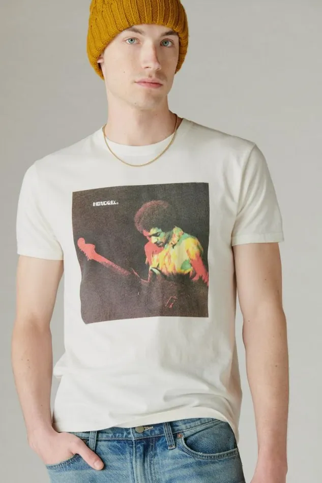 Lucky Brand Hendrix Album Tee Marshmallow Men Graphic Tees