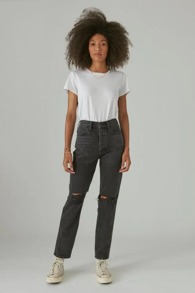 Lucky Brand High Rise Drew Mom Meteor Dest Women Jeans