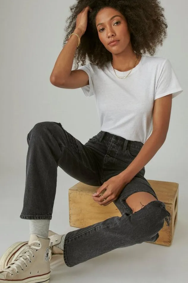 Lucky Brand High Rise Drew Mom Meteor Dest Women Jeans
