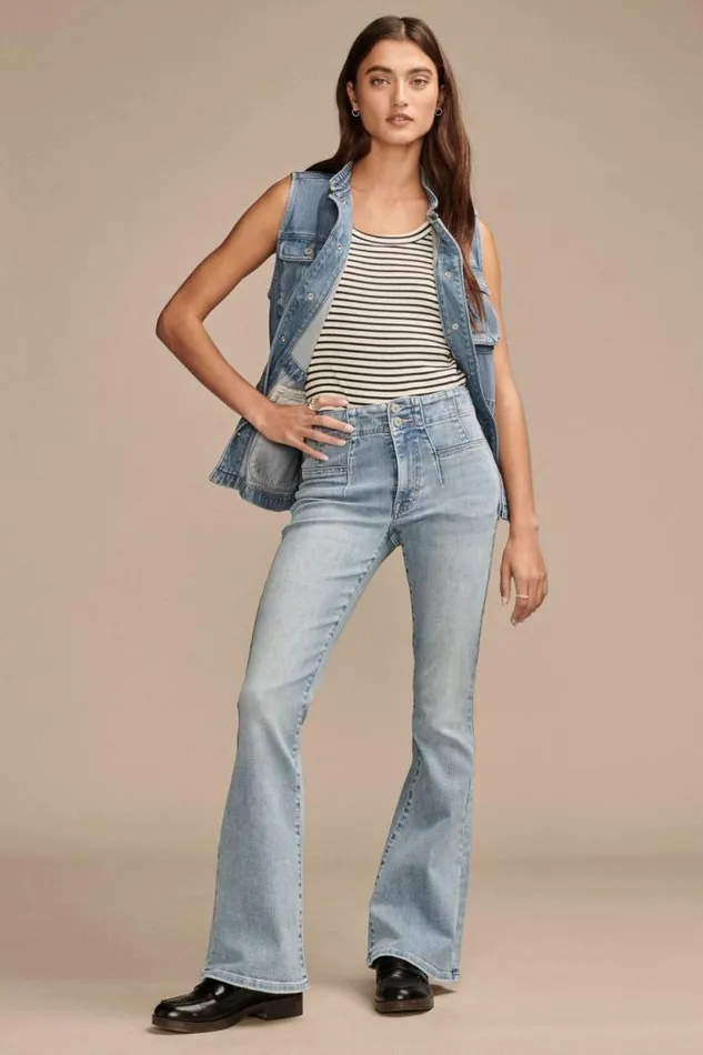 Lucky Brand High Rise Seamed Stevie Flare Aquarius Women Jeans