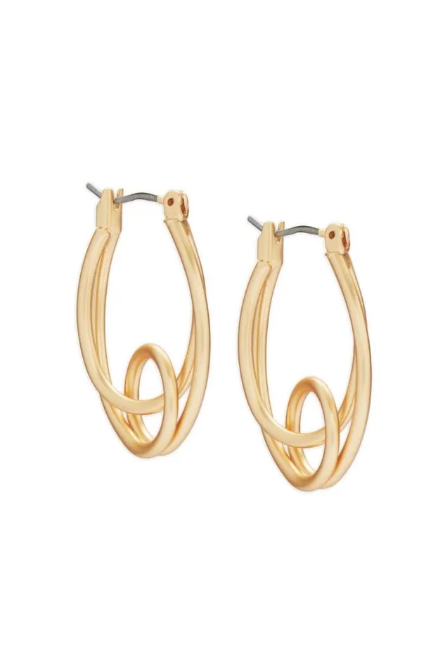 Lucky Brand Knotted Loop Oval Hoop Earring Gold Women Jewelry