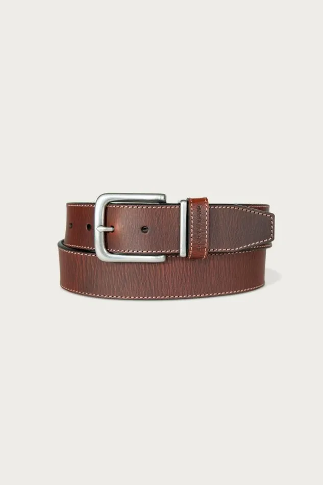 Lucky Brand Leather Jean Belt With Metal And Leather Keeper Medium Brown Men Belts