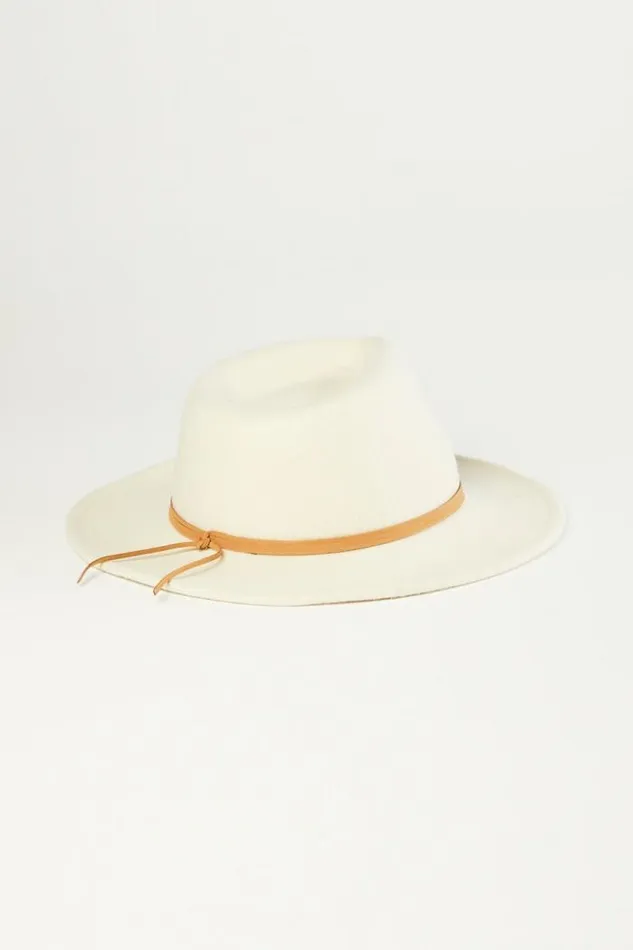 Lucky Brand Leather Tie Cowboy Hat Open Whitenatural Women Hats