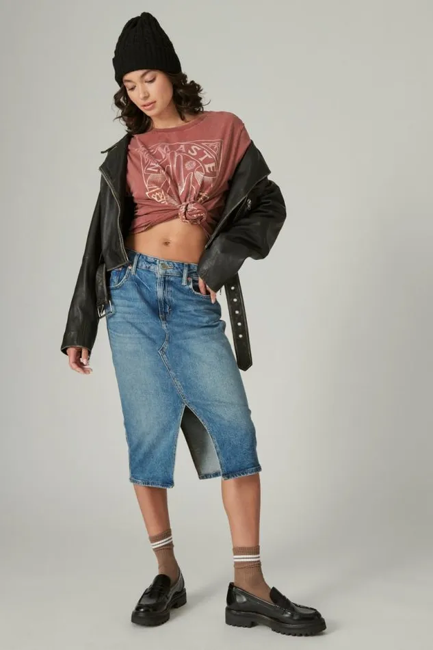 Lucky Brand Light Within Boyfriend Tee Apple Butter Women Graphic Tees