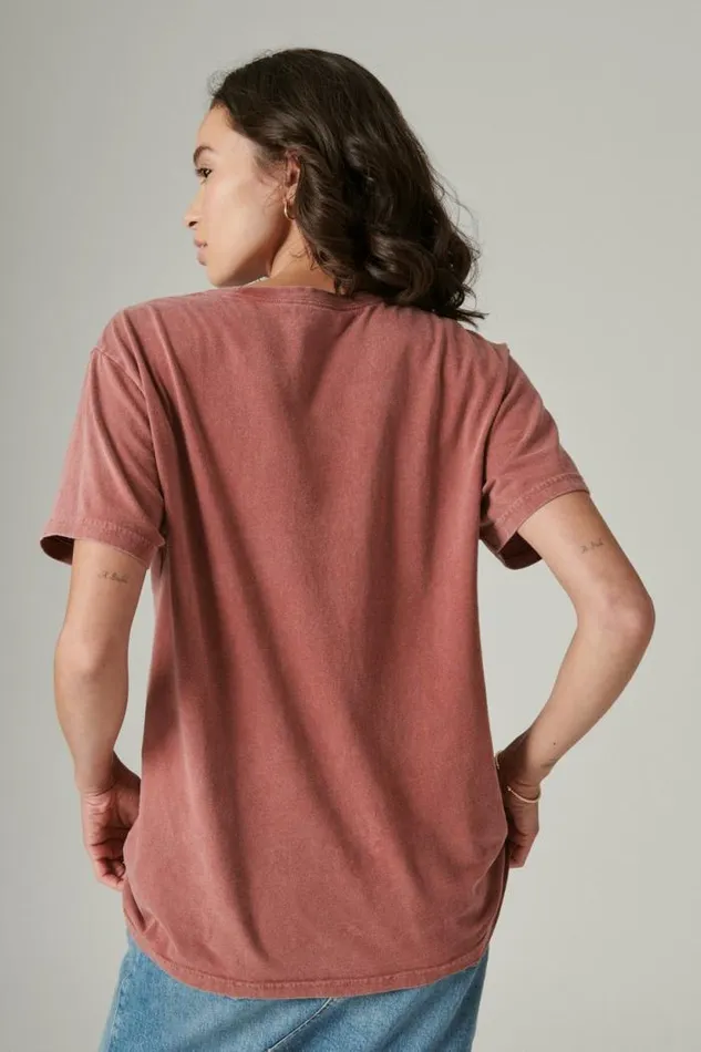 Lucky Brand Light Within Boyfriend Tee Apple Butter Women Graphic Tees