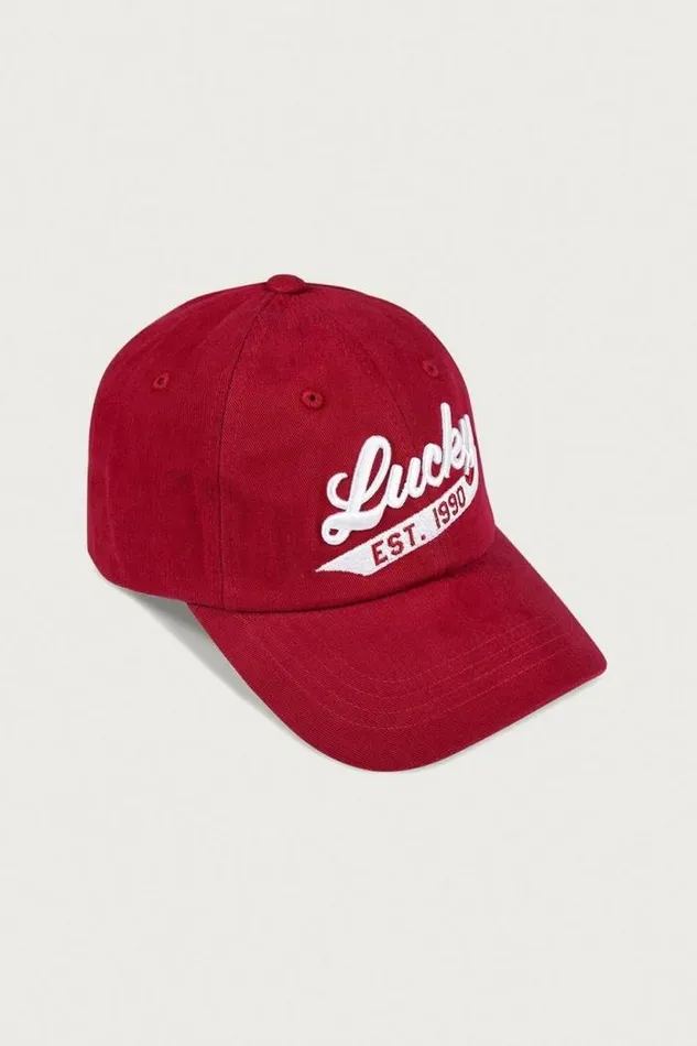 Lucky Brand Lucky 1990 Embroidered Dad Hat Dark Red MenWomen Hats