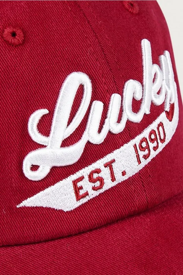Lucky Brand Lucky 1990 Embroidered Dad Hat Dark Red MenWomen Hats