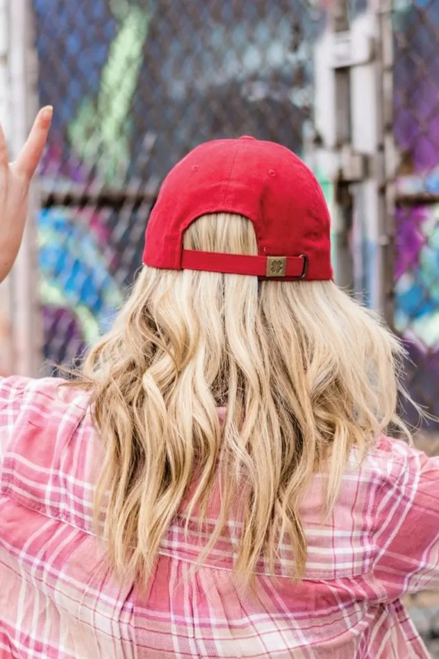 Lucky Brand Lucky 1990 Embroidered Dad Hat Dark Red MenWomen Hats