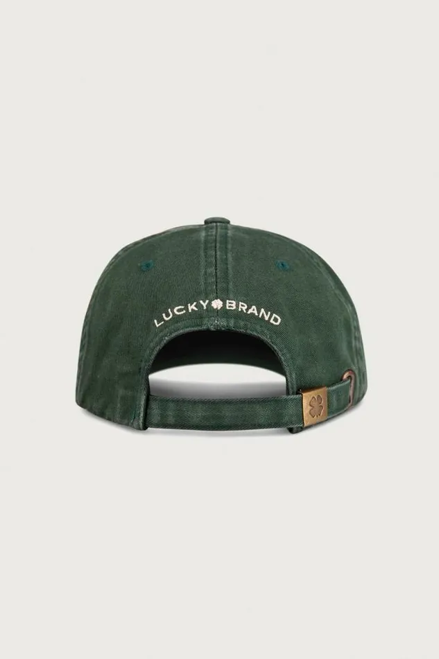 Lucky Brand Lucky Clover Baseball Hat Pine Green Men Hats