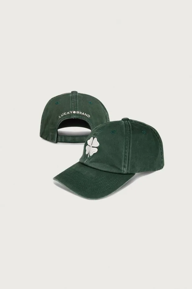 Lucky Brand Lucky Clover Baseball Hat Pine Green Men Hats