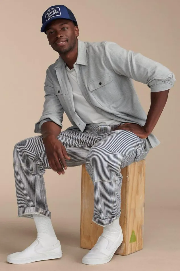 Lucky Brand Lucky Legend Railroad Stripe Denim Carpenter Pant Preston Men Pants
