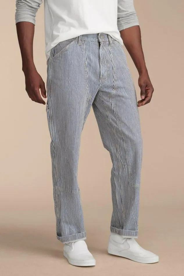 Lucky Brand Lucky Legend Railroad Stripe Denim Carpenter Pant Preston Men Pants