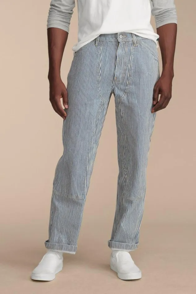 Lucky Brand Lucky Legend Railroad Stripe Denim Carpenter Pant Preston Men Pants