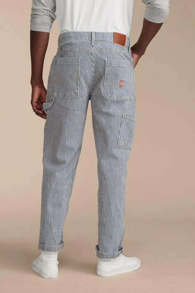 Lucky Brand Lucky Legend Railroad Stripe Denim Carpenter Pant Preston Men Pants
