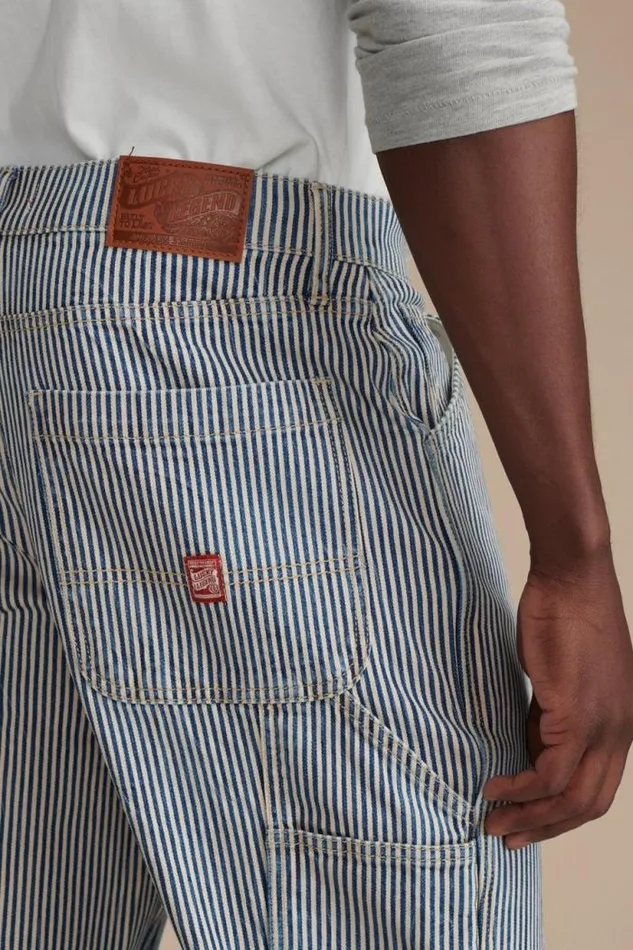 Lucky Brand Lucky Legend Railroad Stripe Denim Carpenter Pant Preston Men Pants