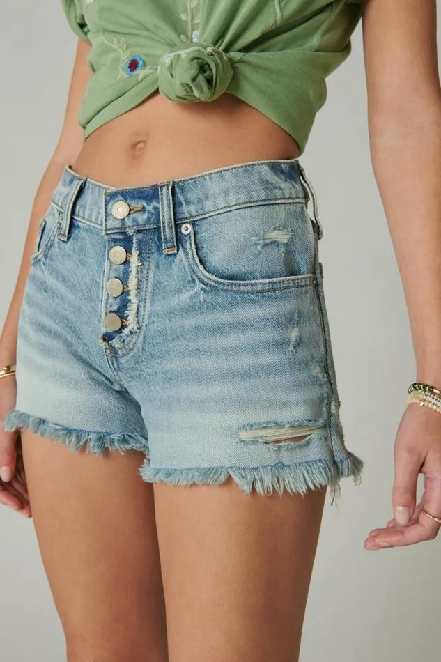 Lucky Brand Mid Rise Boy Short Anchors Away Women Shorts