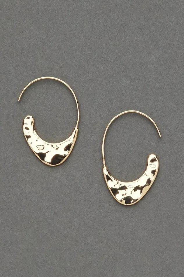 Lucky Brand Modern Hammered Threader Earring Gold Women Jewelry