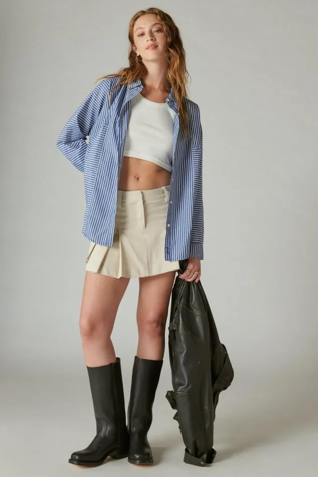 Lucky Brand Multi Stripe Oversized Seamed Shirt Sodalite Blue Stripe Women All Tops Lucky Brand Multi Stripe Oversized Seamed Shirt Sodalite Blue Stripe Women All Tops