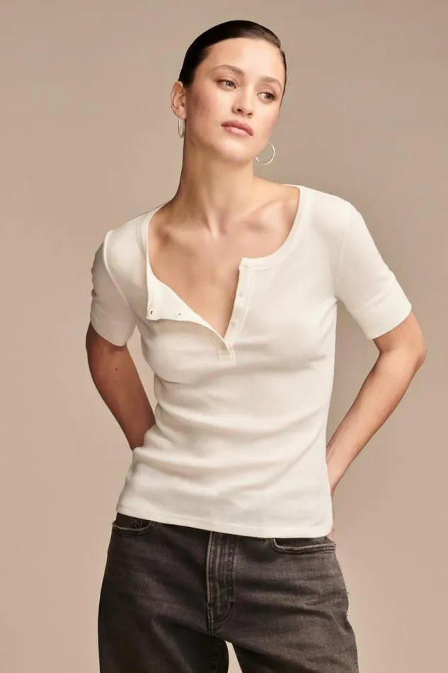 Lucky Brand Ribbed Henley Tee Women Knit Tops Lucky Brand Ribbed Henley Tee Women Knit Tops